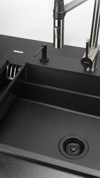 Deante Magnetic, set de accesorii pentru chiuvetă de bucătărie seria Magnetic, negru mat, DEA-ZZMKN22K