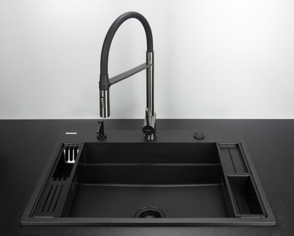 Deante Magnetic, set de accesorii pentru chiuvetă de bucătărie seria Magnetic, negru mat, DEA-ZZMKN22K