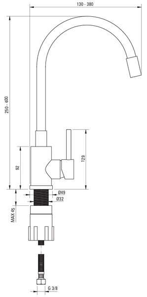 Chiuvetă Deante Corio din granit cu 1 compartiment 670x440x175mm + baterie flexibilă pentru chiuvetă, negru mat, DEA-ZRCPG113