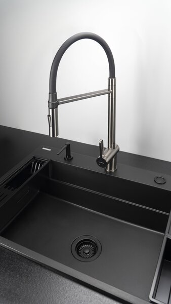 Deante Magnetic, set de accesorii pentru chiuvetă de bucătărie seria Magnetic, negru mat, DEA-ZZMKN22K