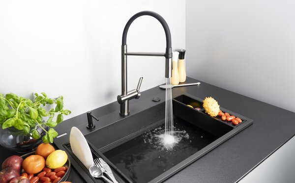 Deante Magnetic, set de accesorii pentru chiuvetă de bucătărie seria Magnetic, negru mat, DEA-ZZMKN22K