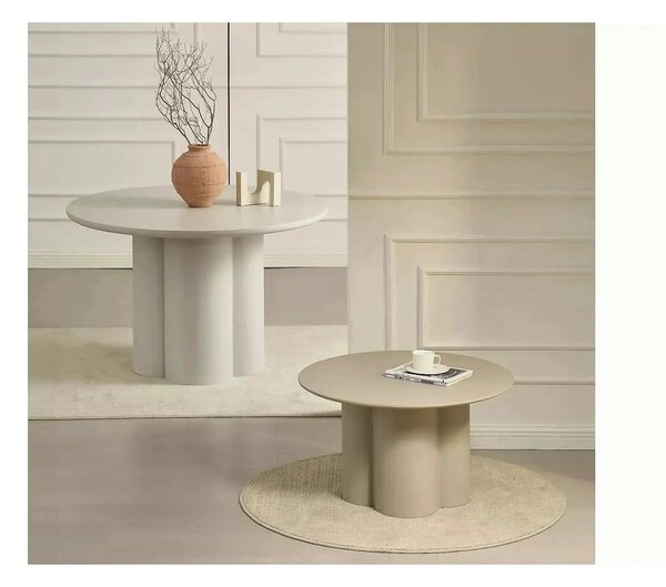 Masă ROSALIA, ecru, MDF/microciment, Ø120x74 cm