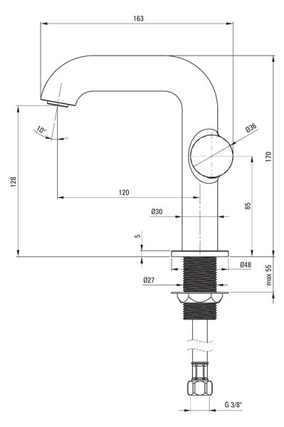 Deante Silia Hexa, baterie lavoar h-170, auriu mat, DEA-BHS_R34M