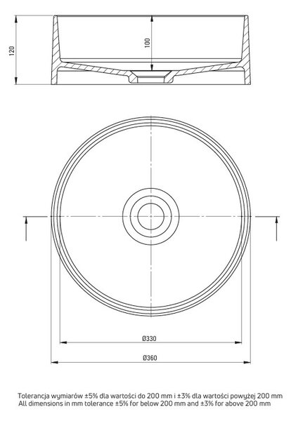Deante Silia, lavoar blat granit 360x360x120 mm, bej, DEA-CQS_5U4S