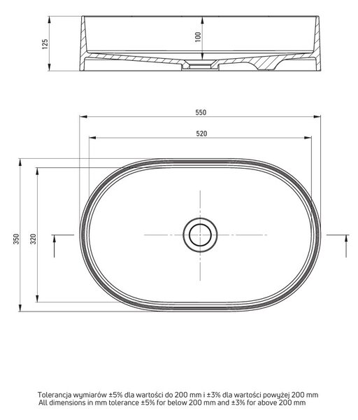 Deante Silia, lavoar blat granit 550x350x125 mm, bej, DEA-CQS_5U6S
