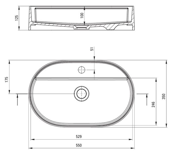 Deante Silia, lavoar blat granit 550x350x125 mm, gri metalic, DEA-CQS_SU6B