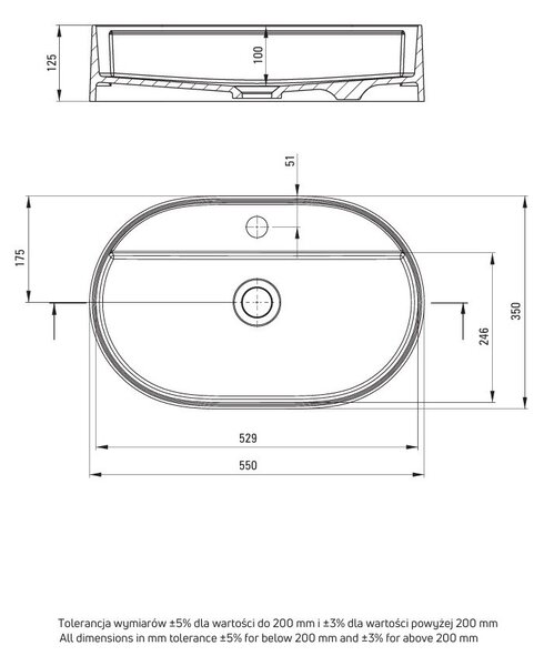 Deante Silia, lavoar blat granit 550x350x125mm, bej, DEA-CQS_5U6B