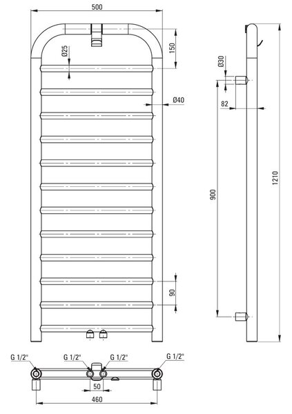 Deante Silia, calorifer baie 500x1210 mm, 458W, maro mat, DEA-AGI_CG41