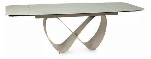 Masă extensibilă INFINITY, bej mat/cașmir, sticlă securizată/ceramică/