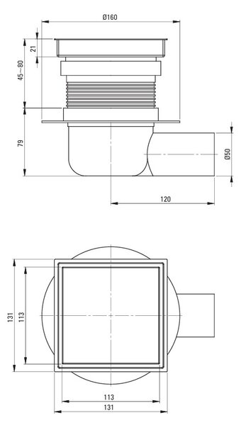 Deante Deante, rigolă de duș punctuală cu grătar dublu față 130x130mm, negru mat, DEA-KOS_N01D
