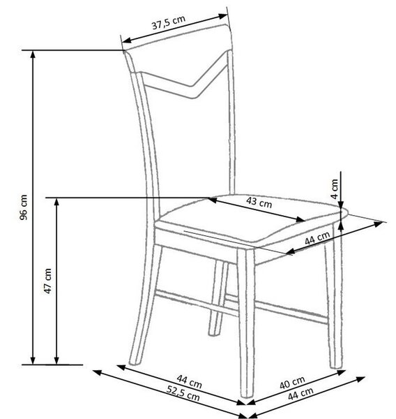 Scaun CITRONE, stejar honey/gri, 44X43X96 CM