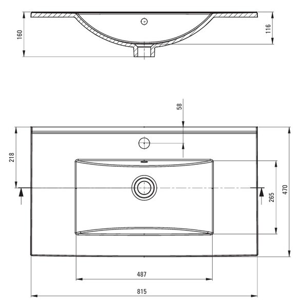Deante Tubo, lavoar ceramic subtop 815x470x160 cm, alb lucios, DEA-CTU_6U8W