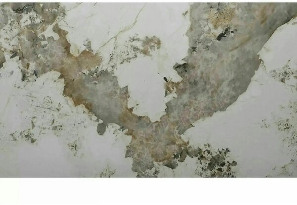 Masă extensibilă MARANELLO, alb/cupru, sticlă securizată/ceramică/meta