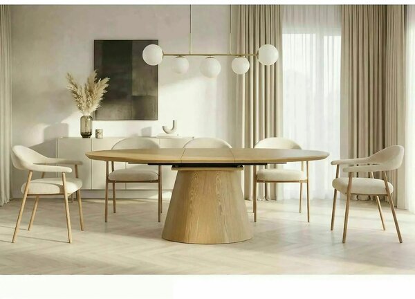 Masă extensibilă MAROCCO, stejar, furnir/MDF, 160–200x100x75 cm