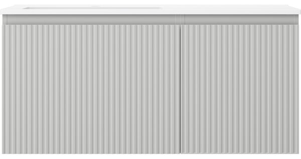 Mexen Rivel, mobilier baie 100 cm cu lavoar stânga Otis, 1S, 1D, canelat, gri mat/alb mat - 91A23-10047-3-BBFF62-W18L01