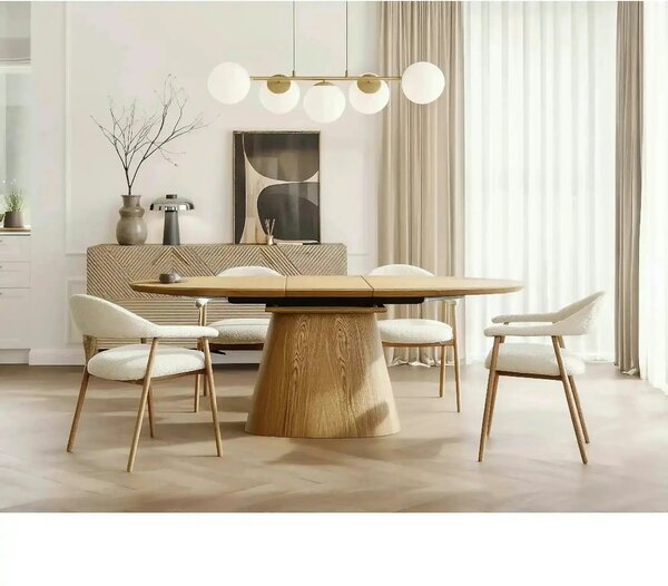 Masă extensibilă MAROCCO, stejar, furnir/MDF, 160–200x100x75 cm