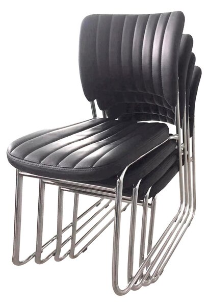 Scaune tapitate imitatie piele Rapid Black, 48X58X83 CM