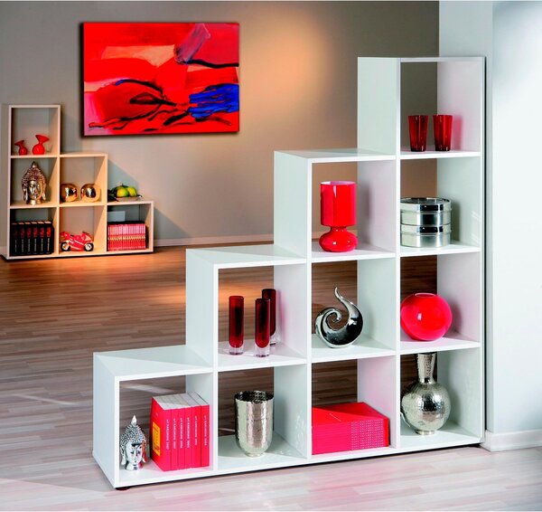 Biblioteca organizator Caboto, alb, 139x33x144 cm