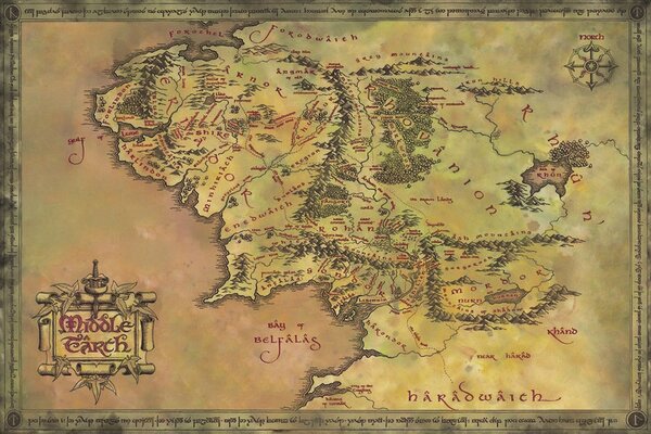 Poster de artă The Lord of the Rings - Middle Earth