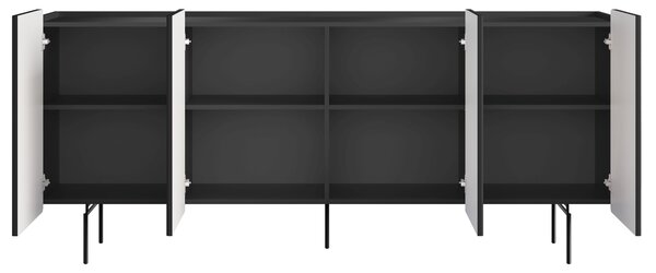 Comodă cu patru uși Malmi 200 cm - negru mat / picioare negre