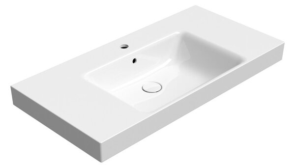 GSI GSI, lavoar ceramic NUBES 100x50cm, cu suprafețe de depozitare, alb ExtraGlaze, 9651111