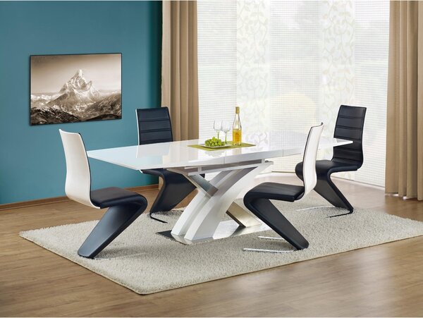Masa extensibila alb lucios Sandor, 160/220X90X77 cm