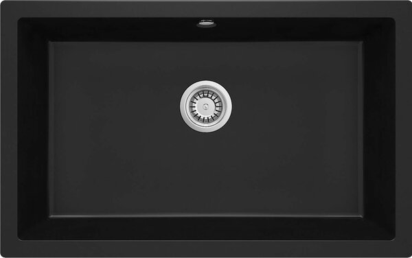 Deante Corda, chiuveta subtop granit 800x500x204 mm, 3,5" + sifon de economisire a spațiului, 1 cameră, negru, ZQA_N10D