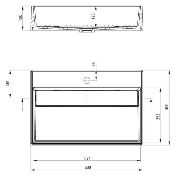 Deante Correo, lavoar blat granit 600x400x130 mm, negru, DEA-CQR_NU6M