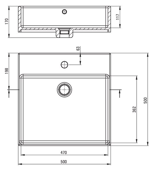 Deante Temisto, chiuveta blat 50x50 cm, alb, CDT_6U5S