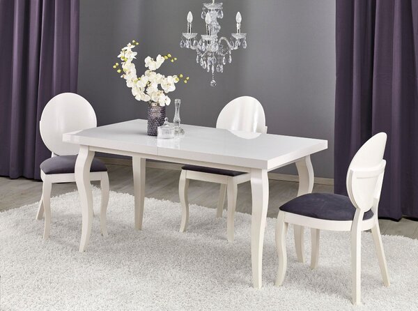 Masa alba extensibila sufragerie Mozart, 140/180X80X75 CM
