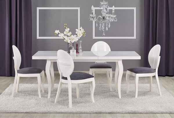 Masa alba extensibila sufragerie Mozart, 140/180X80X75 CM