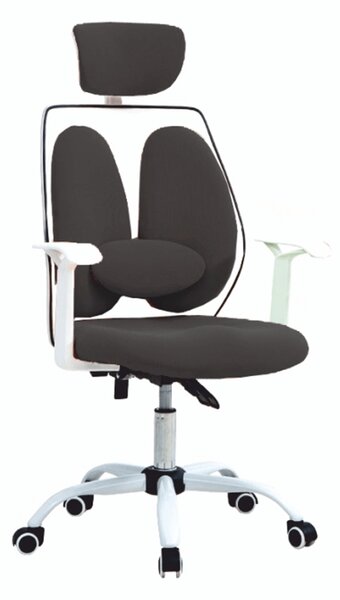 Scaun de birou cu tetieră, negru/alb, BENNO UT-C568X