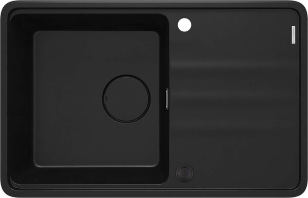 Deante Momi, chiuveta granit cu 1 camera 780x500x230 mm cu sifon economic, negru mat, DEA-ZKM_N113