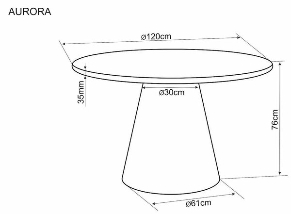 Masă AURORA, ecru, MDF/microciment, Ø120x76 cm
