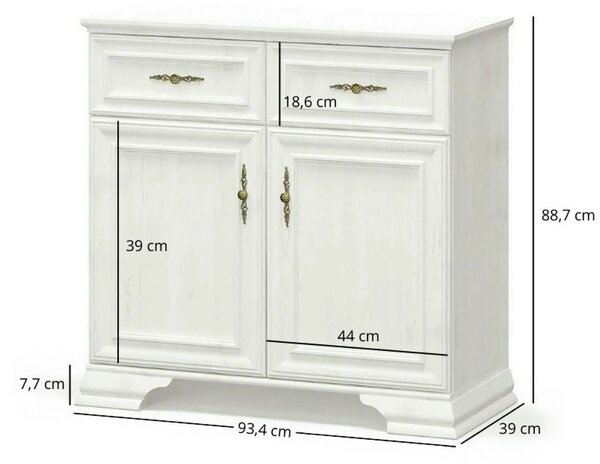 Comoda pin alb anderson IRYS, PAL laminat, 93x39x89 cm