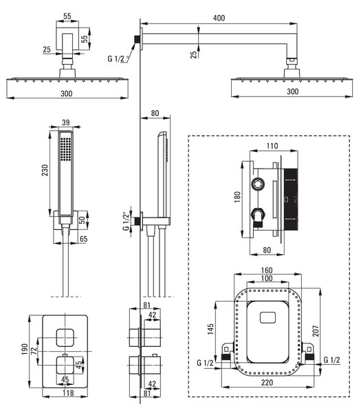 Deante Deante, set de dus termostatic ascuns + BOX, crom, BXYZ0ECT