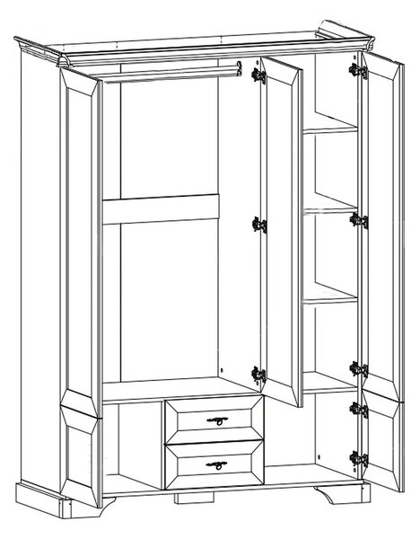Dulap 5 usi IRYS, pin alb anderson, PAL laminat, 145x62x212 cm
