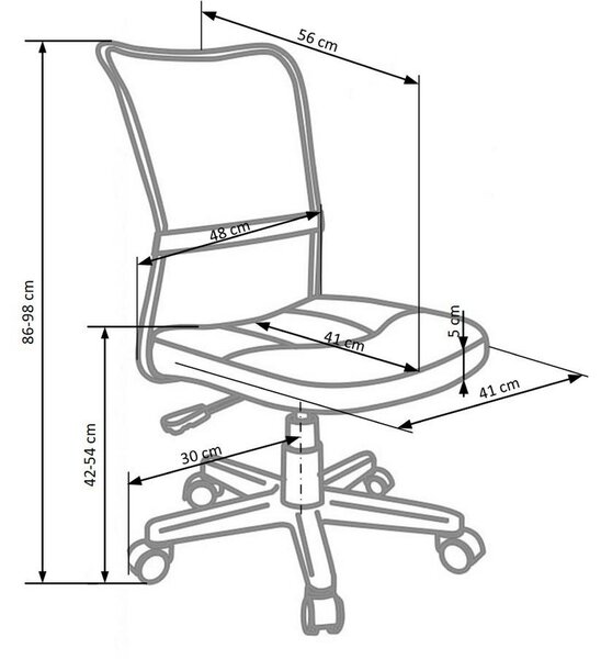 Scaun ergonomic coloana Dingo, gri/negru, 41x56x86/98 cm