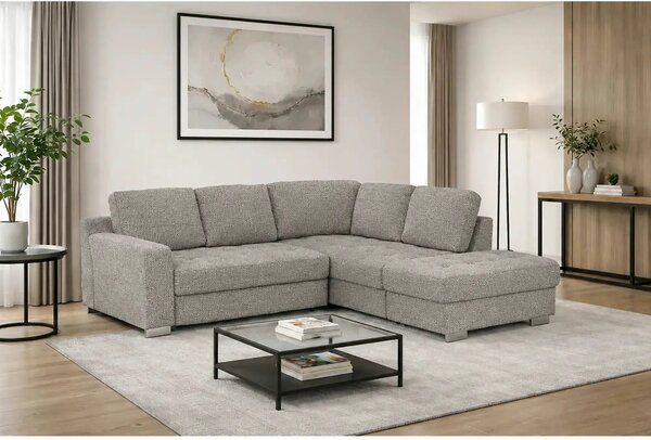 Coltar extensibil modern living ROCA, sezlong dreapta, stofa gri desch