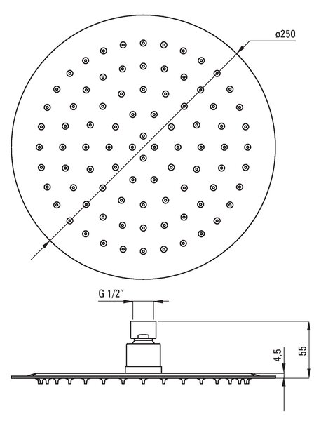 Cap de ploaie Deante Floks din oțel inoxidabil O250mm rotund cromat NAC_000K