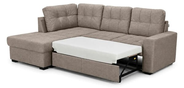 Coltar extensibil pentru living HERA, sezlong stanga, stofa maro desch