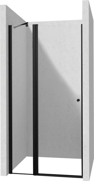 Deante Kerria Plus, usa de dus cu balamale 1 canat 120x200 cm, sticla transparenta 6 mm, profil negru, DEA-KTSUN45P