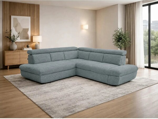 Coltar extensibil sufragerie REGAL, sezlong stanga, stofa turcoaz - Ri