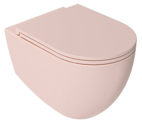 Isvea Isvea, Vas WC suspendat INFINITY, Fără ramă, 36,5x53cm, Roz somon, 10NF02005-2S