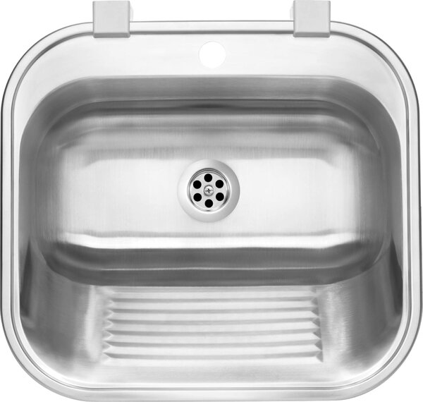 Deante Deante, chiuvetă din oțel inoxidabil 1 cameră cu orificiu pentru robinet, B/O 550x495x210, 2" + sifon, oțel inoxidabil periat, DEA-ZYK_010B
