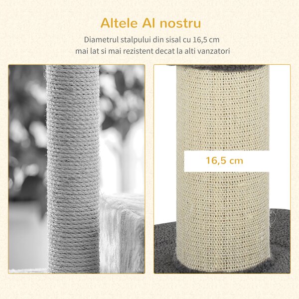 Stâlp de Zgâriat Multifuncțional PawHut, Coloană în Sisal și Pernă Moale, Miel Casmir, 81cm | Aosom Romania
