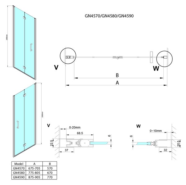 Gelco Gelco, LORO Ușă de duș pliabilă 900 mm, sticlă transparentă, GN4590