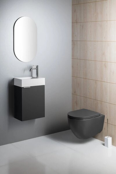 Isvea Isvea, Vas WC suspendat INFINITY, Fără ramă, 36,5x53cm, antracit, 10NF02005-2C