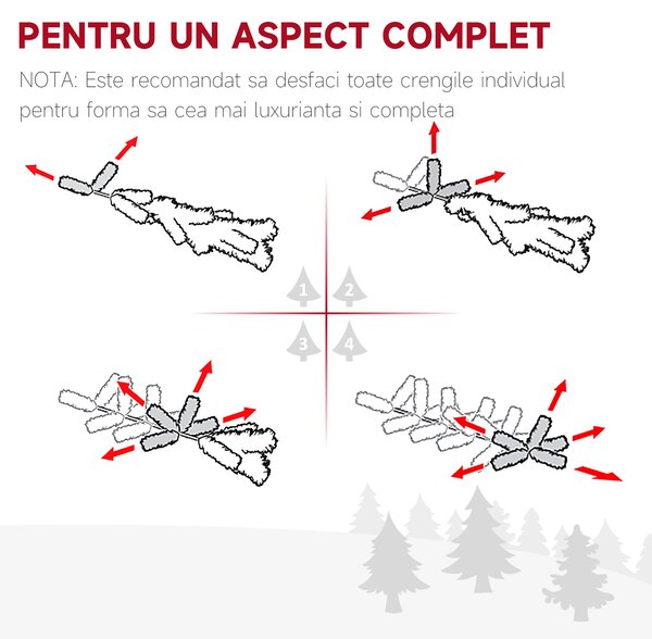 Brad de Craciun de 150cm Pin Artificial cu Ramuri 294 Baza Pliabila Detasabila, decoratiune de Craciun HOMCOM | Aosom RO