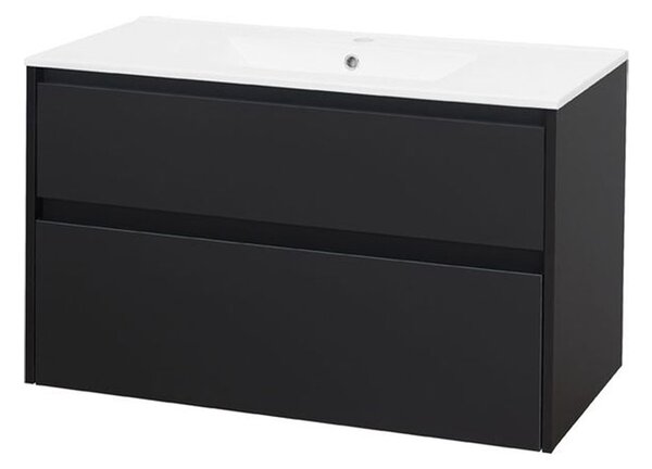 Mereo Mereo, Opto, dulap baie cu chiuveta ceramica 101 cm, alb, stejar, alb/stejar, negru, MER-CN942